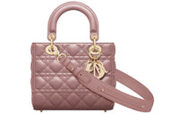 DIOR Lady Dior Sheepskin Daisie Bag Shoulder Bag Crossbody Bag Handbag Small Size Women's Pink Peony
