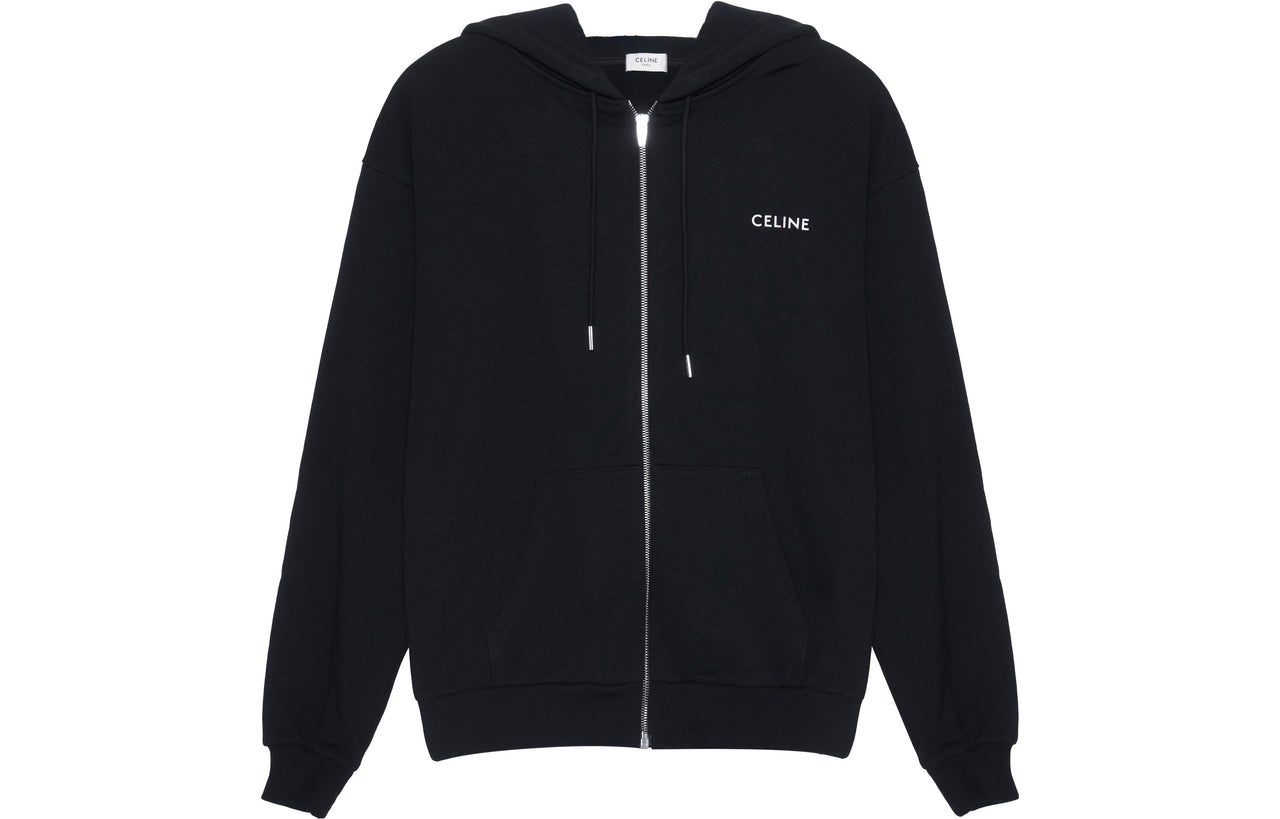 CELINE Triomphe Loose Zipped Hoodie In Cashmere Cotton