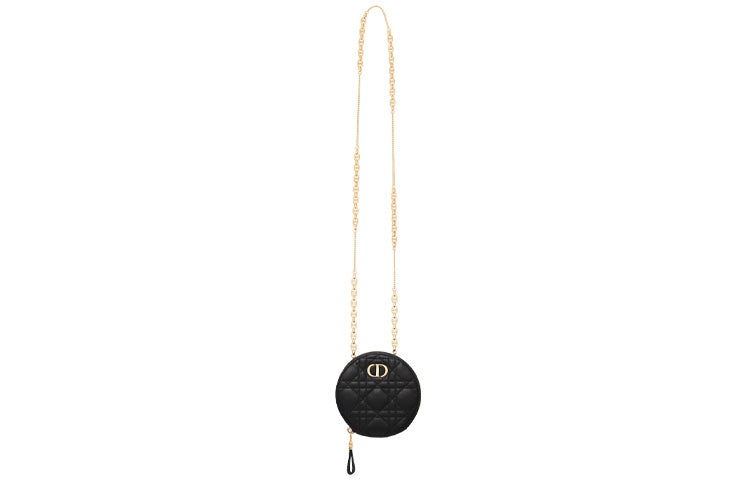 DIOR Caro Cow Leather Coin Purse Clutch Regular Women's Black