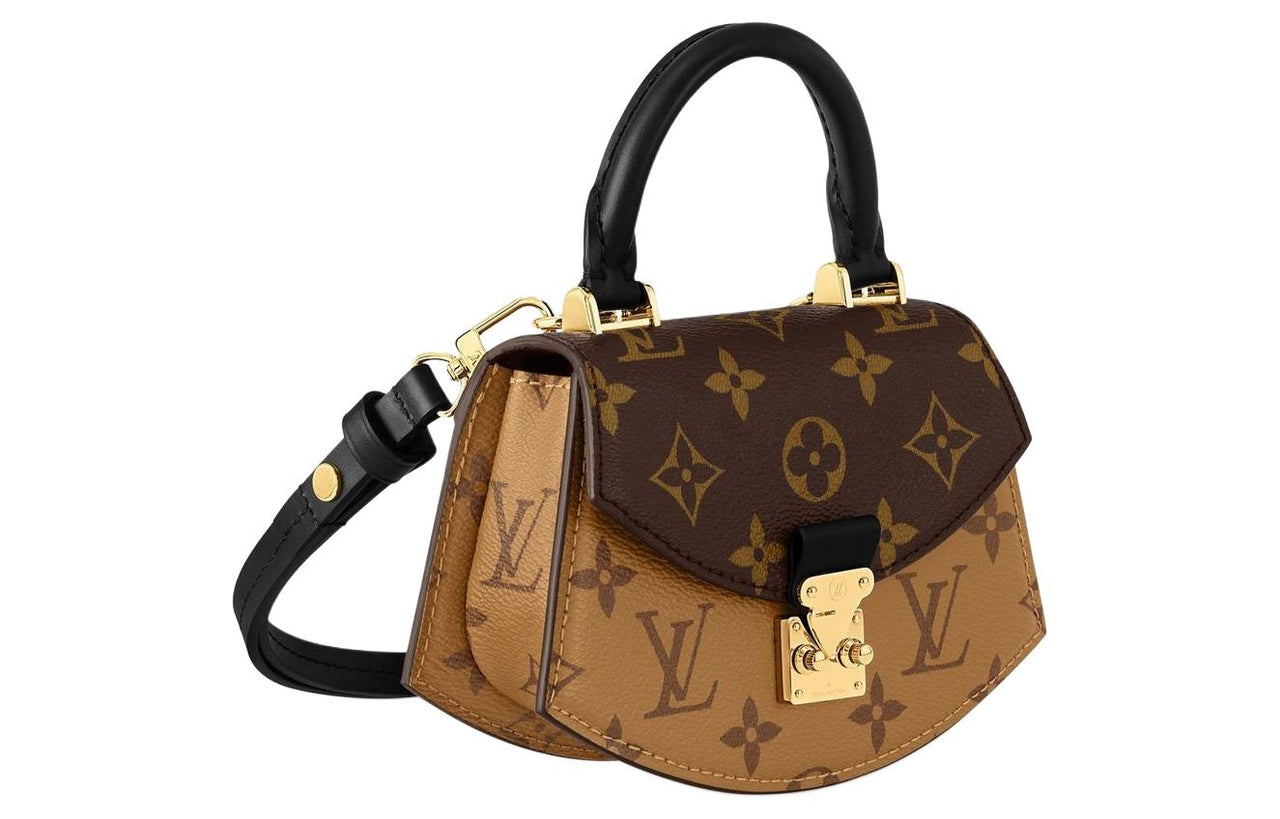 LOUIS VUITTON Coated Canvas Cow Leather Patchwork Fan Bag Handbag Shoulder Bag Crossbody Bag Women's Dark Brown & Brown