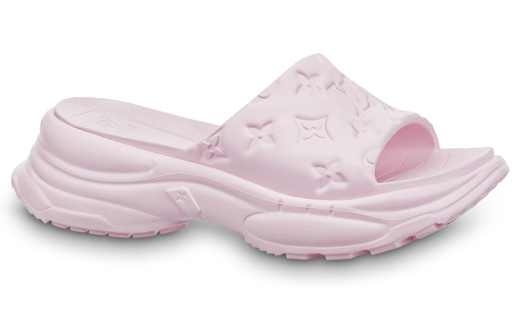 LOUIS VUITTON Pool 55 Rubber Sole Odor Resistant Slide Slippers Women's Pink