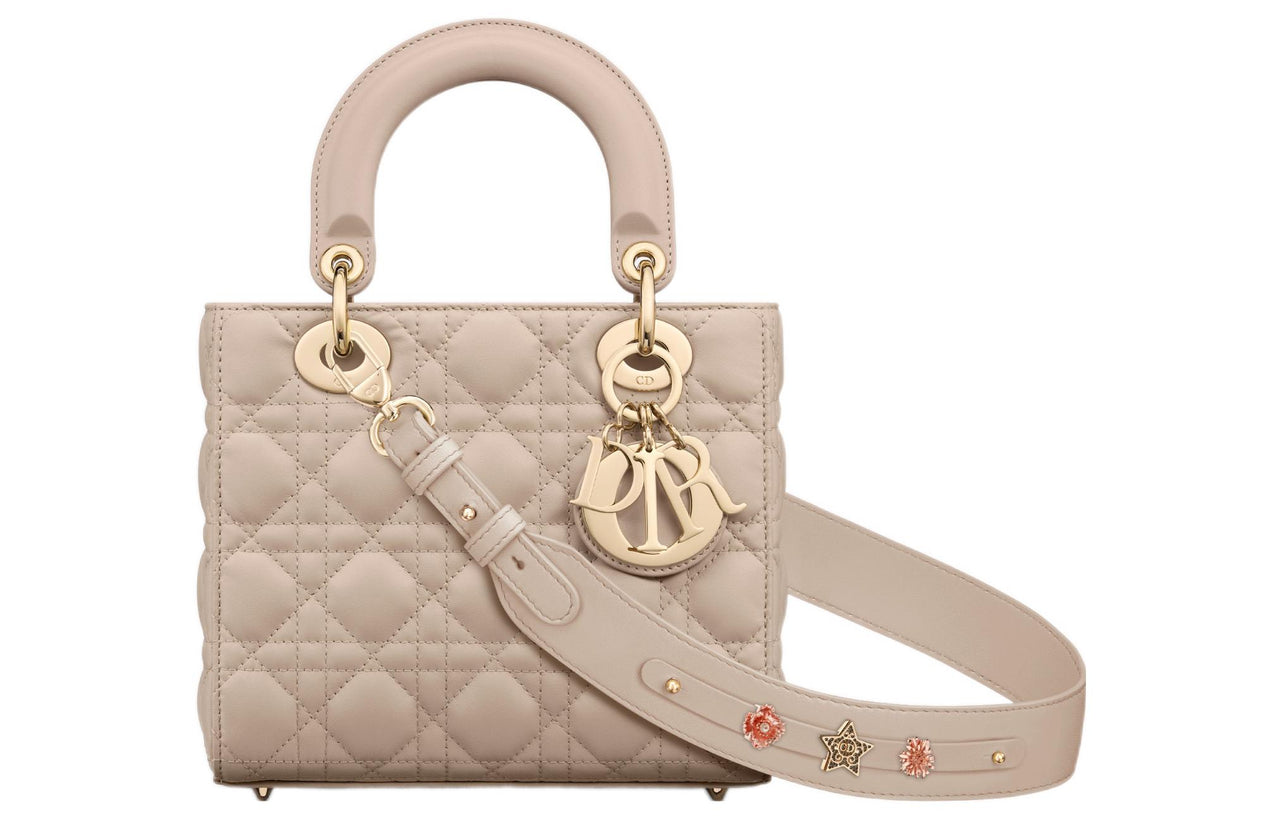 DIOR Lady DiorMy ABCDior Lambskin Lady Dior Bag, Shoulder Bag, Crossbody Bag, Handbag Small Size Women's Pink Beige