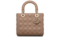 DIOR Lady Dior Sheepskin Dior Bag Shoulder Bag Crossbody Bag Handbag Medium Size Women's Warm Taupe Gray