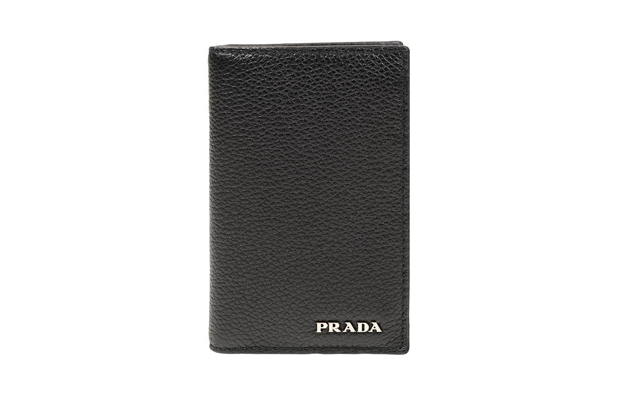 PRADA Calfskin Wallet, Card Holder Regular Men's Black