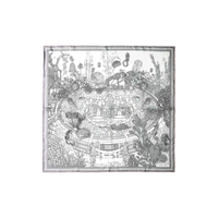 HERMES Silk Scarves Women's Black White