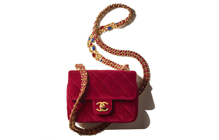CHANEL Velour Mouth Cover Bag Crossbody Bag Mini Women's Burgundy