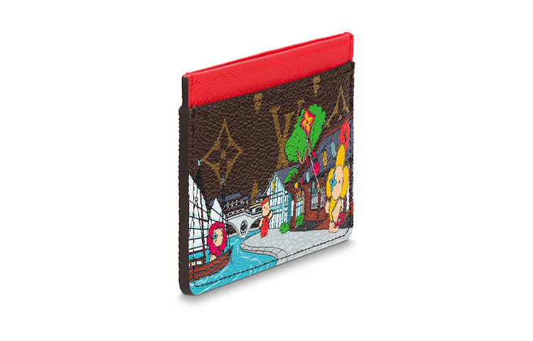 LOUIS VUITTON Coated Canvas Card Holder Regular Women's Brown