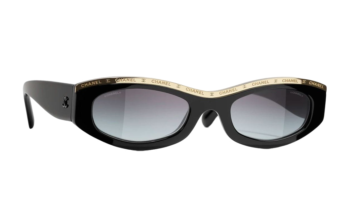 CHANEL Plate Frame Irregular Shape Sunglasses Unisex