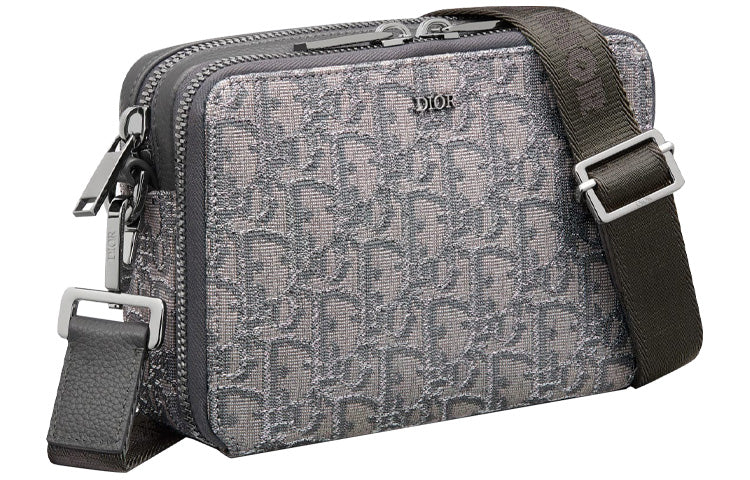 DIOR Jacquard Fabric One Shoulder Crossbody Clutch Men's Metallic