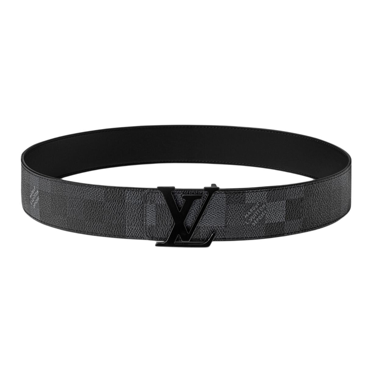 LOUIS VUITTON Brass Canvas Belt Men's Gray Width 4CM