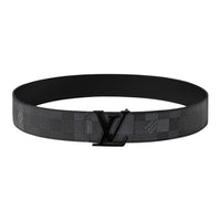LOUIS VUITTON Brass Canvas Belt Men's Gray Width 4CM