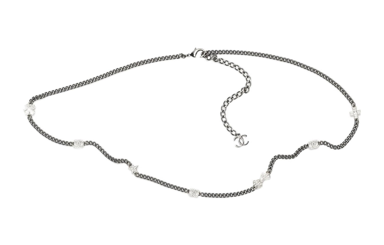 CHANEL Metal, Glass Pearl Waist Chain Women's Black