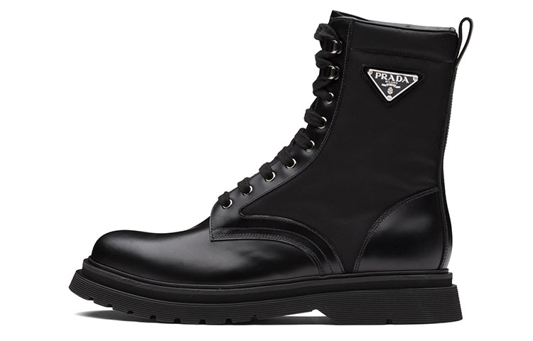 PRADA Logo-plaque Panelled Ankle Boots