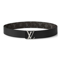 LOUIS VUITTON Leather Belts Men's Black Width 4cm