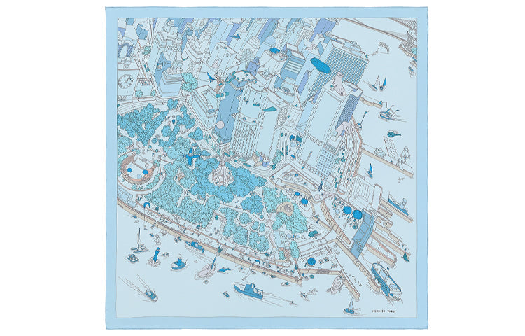 HERMES Silk Scarves Women's Blue