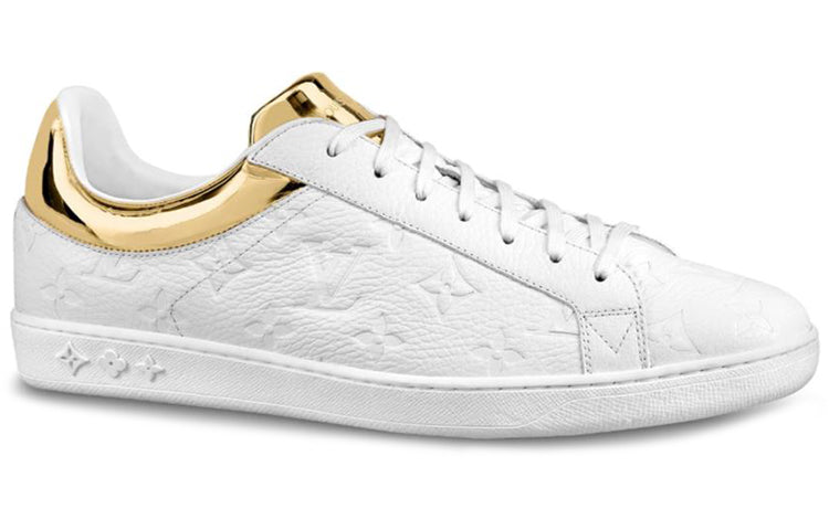 LOUIS VUITTON Luxembourg Sneakers 'White Logo Monogram With Gold Collar'