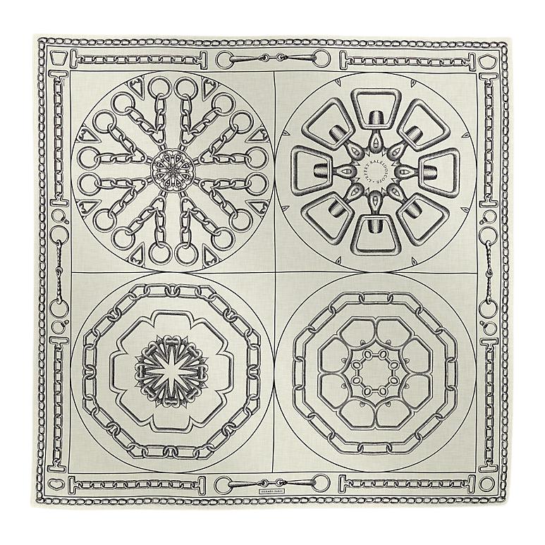 HERMES Mulberry Silk Cashmere Shawls Women's White/Black