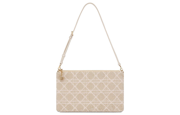 DIOR Cotton Handbag Shoulder Bag Women's Ivory