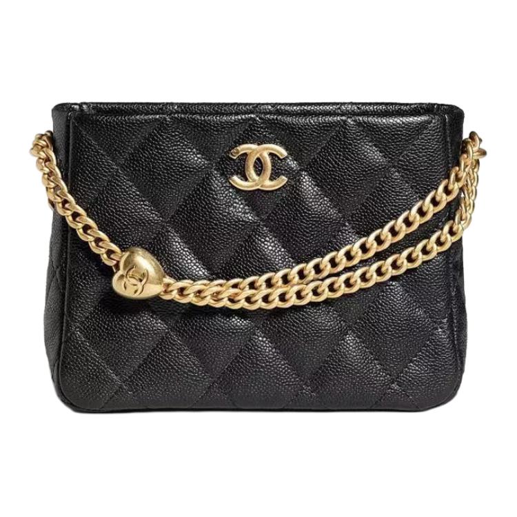 CHANEL Grain Embossed Cow Leather Hobo Bag Tote Bag Shopping Bag Shoulder Bag Crossbody Bag Small Size Unisex Black