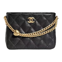 CHANEL Grain Embossed Cow Leather Hobo Bag Tote Bag Shopping Bag Shoulder Bag Crossbody Bag Small Size Unisex Black