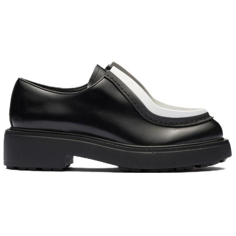PRADA Women's Brushed Leather Lace-Up 'Hidden Laces - Black White'