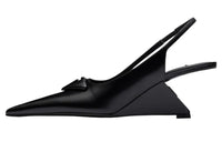 PRADA Women's Brushed Leather Slingback Pumps 'Black'