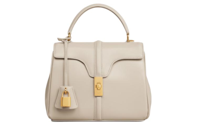 CELINE Calfskin Shoulder Bag, Crossbody Bag, Handbag Trumpets Women's Light Stone Color