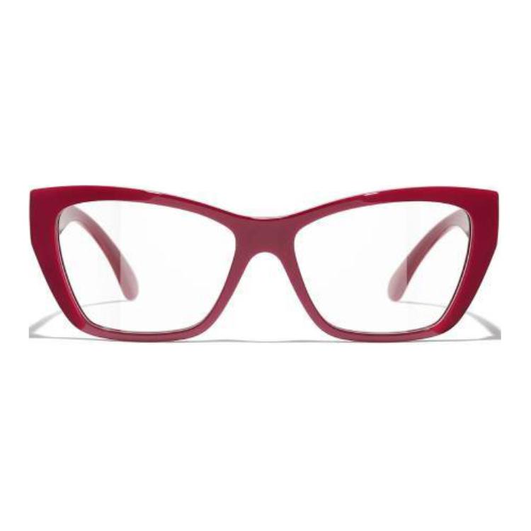 CHANEL Acetate Cat Eye Eyeglass Frames Women's Red