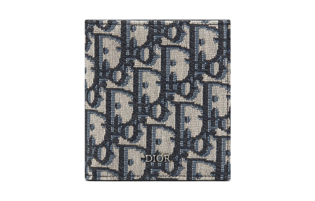 DIOR Jacquard Fabric Wallet Men's Beige/Black
