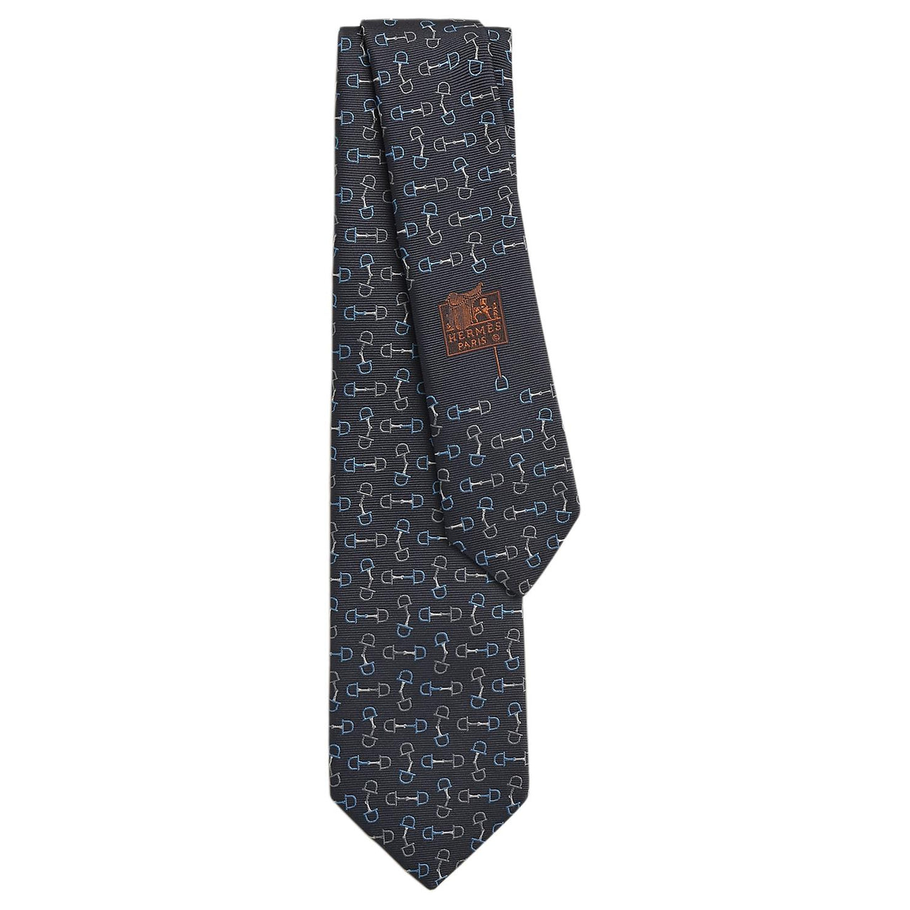 HERMES Mulberry Silk Ties Men's Charcoal Gray