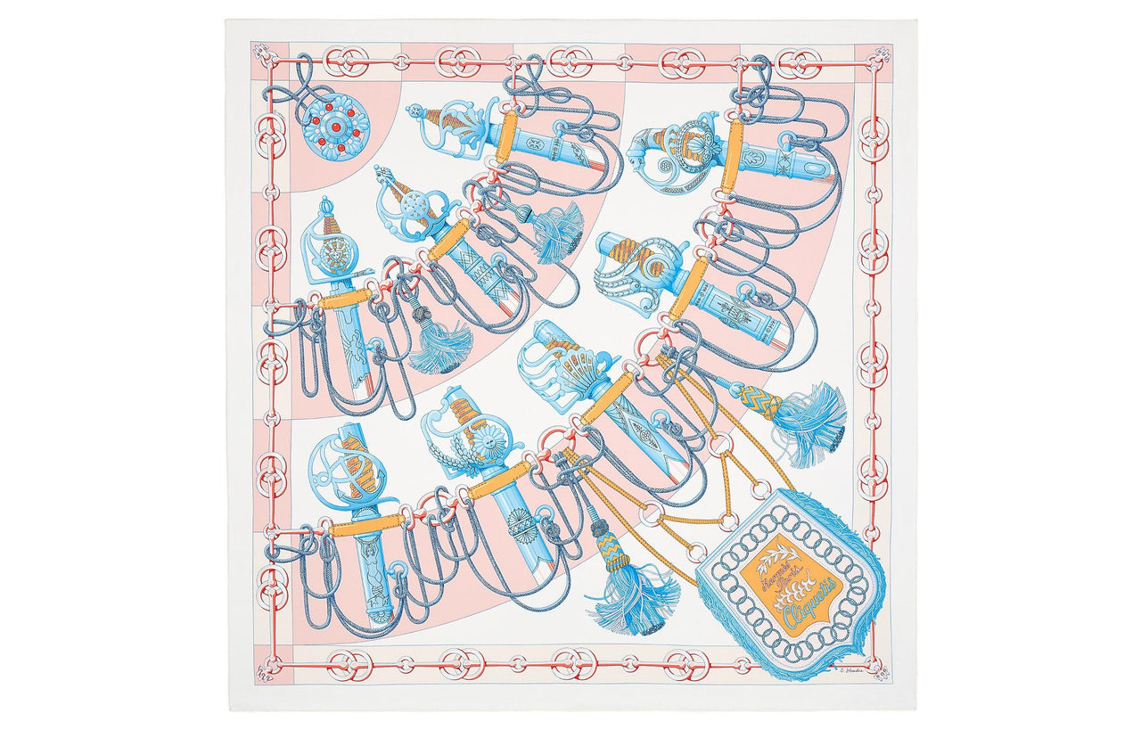 HERMES Silk Scarves Unisex Pink/White