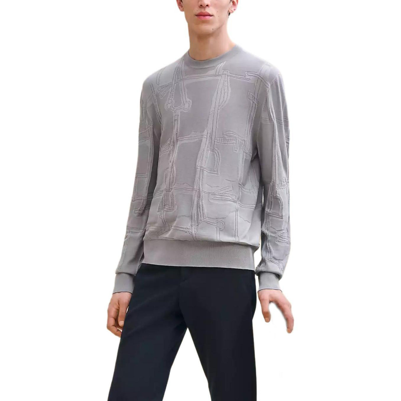 HERMES Jeu De Points Harnais Sweater Men's Flint