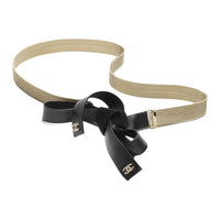 CHANEL Sheepskin Metal Rhinestone Crystal Leather Belts Women's Black/Gold -