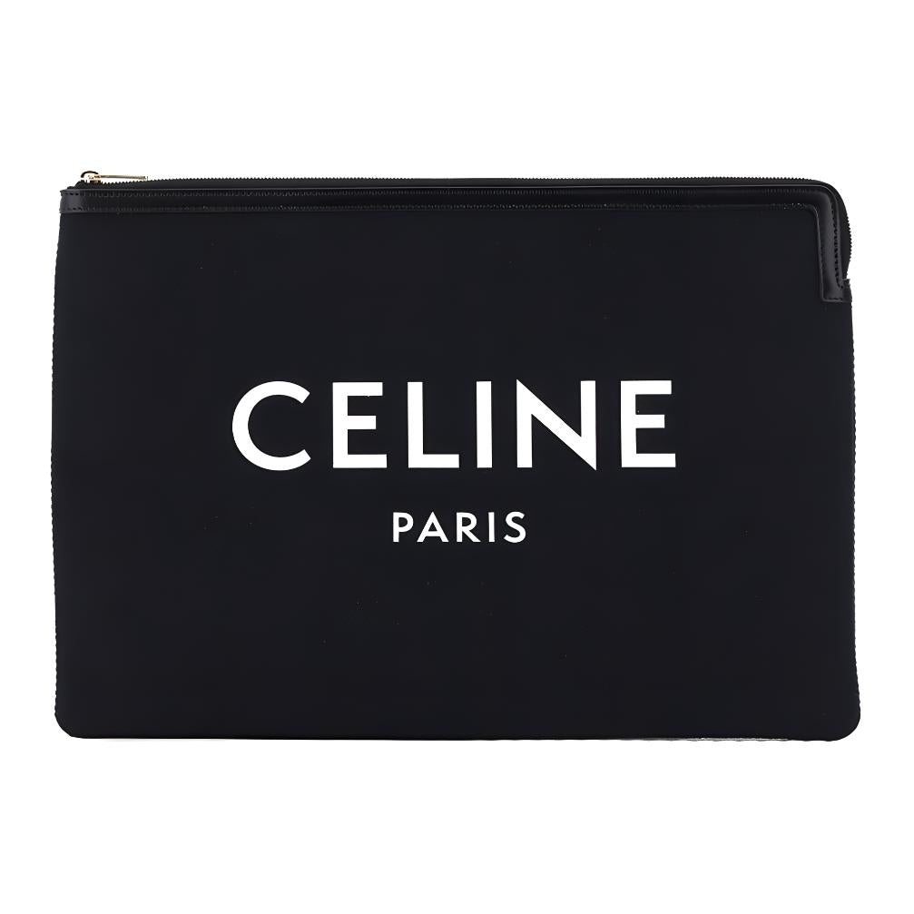 CELINE Canvas Bag Clutch Unisex Black