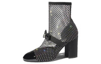 CHANEL Resille 90mm Mary Janes Black Crystal Patent Calfskin Women's