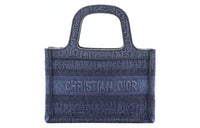 DIOR BookTote Denim Fabric Canvas Bag Tote Bag Shopping Bag Handbag Mini Women's Blue