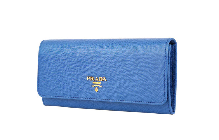 PRADA Cowhide Leather Wallet Women's Blue