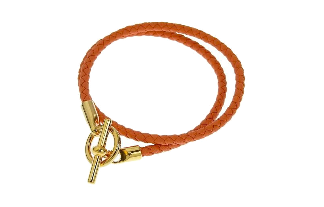 HERMES Leather Bracelets Unisex Brown
