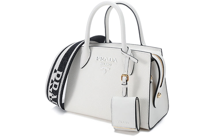 PRADA Leather Portable Crossbody Bag Shoulder Bag Regular Women's White