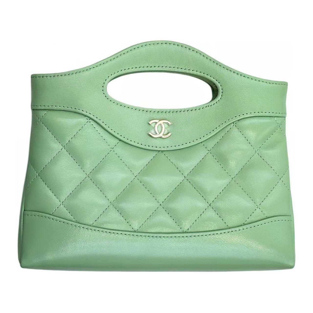 CHANEL Polished Lambskin Handbag Shoulder Bag Crossbody Bag Mini Women's Green