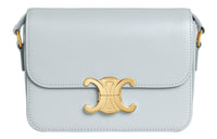 CELINE Triomphe Shiny Cow Leather Shoulder Bag, Tofu Bag, Portable Crossbody Bag, Shoulder Bag Women's Soft Blue