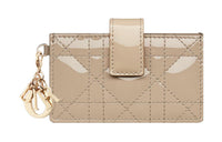 DIOR Lady Dior Patent Leather Calfskin Card Holder Card Holder Women's Sand