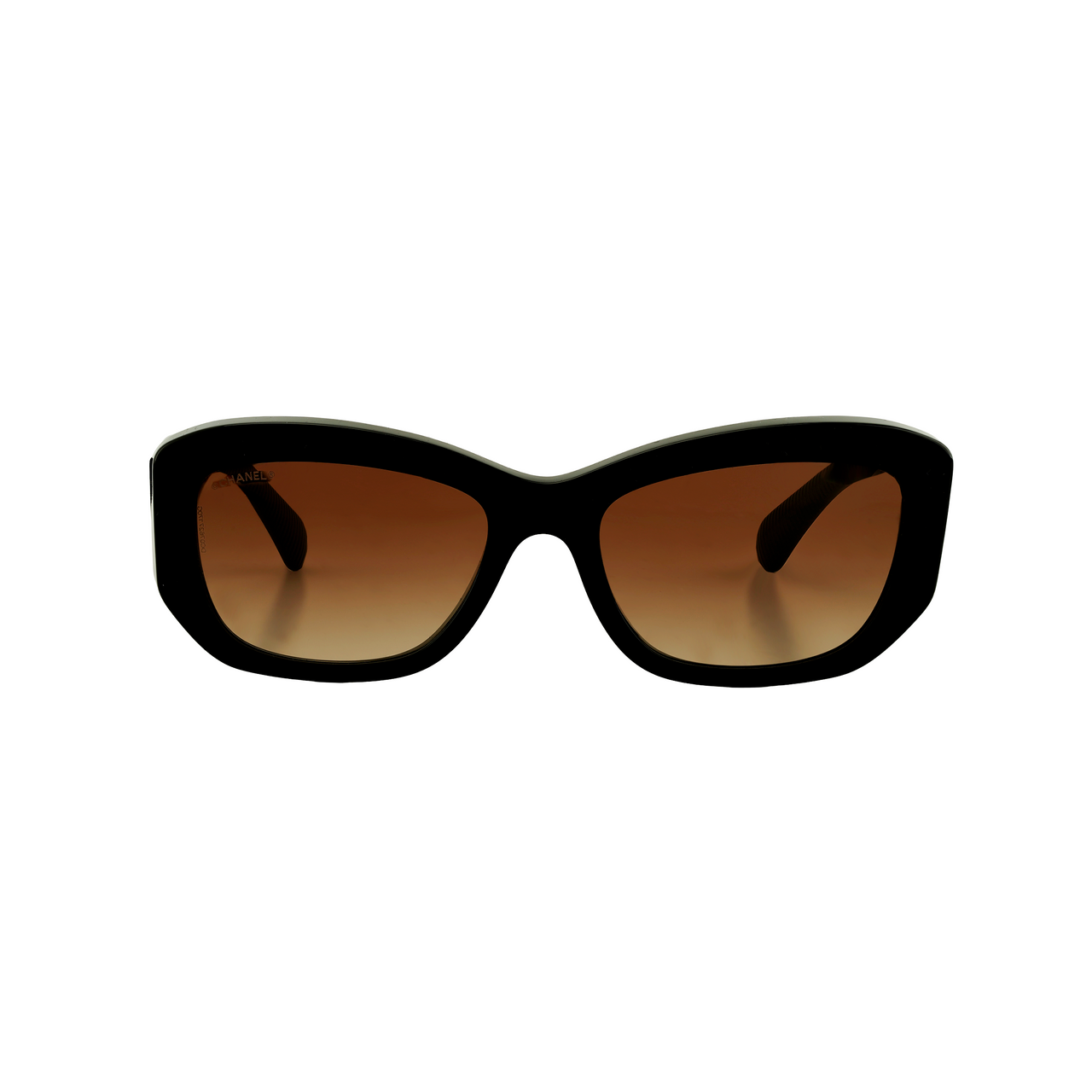 CHANEL Acetate Irregular Shape Sunglasses Women's Black