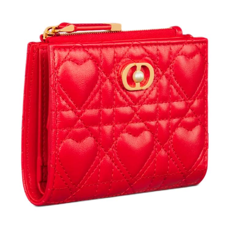 DIOR Jolie Lambskin Wallet Women's Red