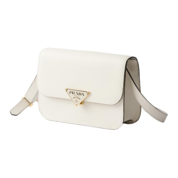 PRADA Calfskin Shoulder Bag Women's White