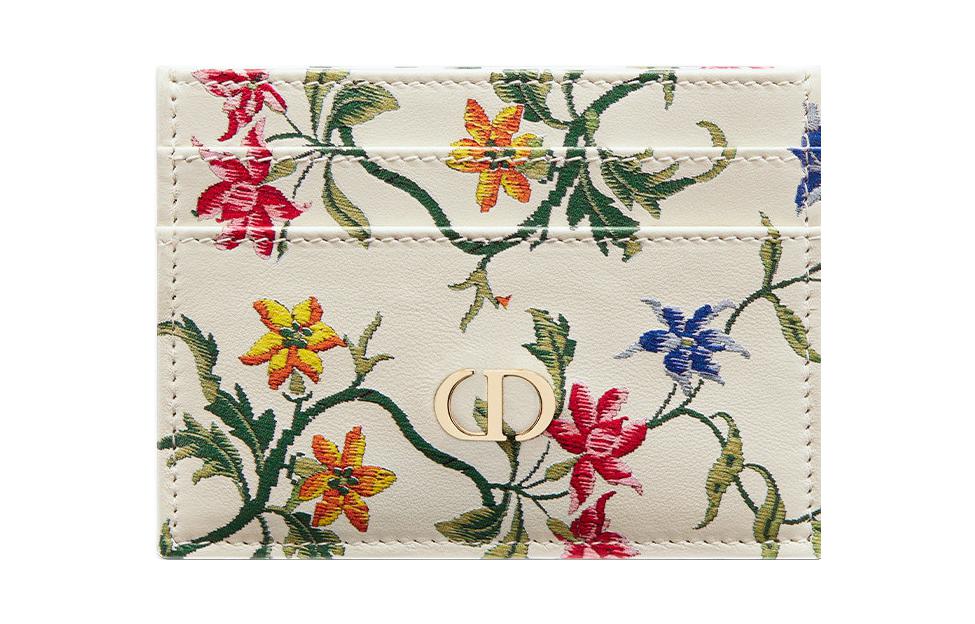 DIOR Caro Cow Leather Card Holder Women's White