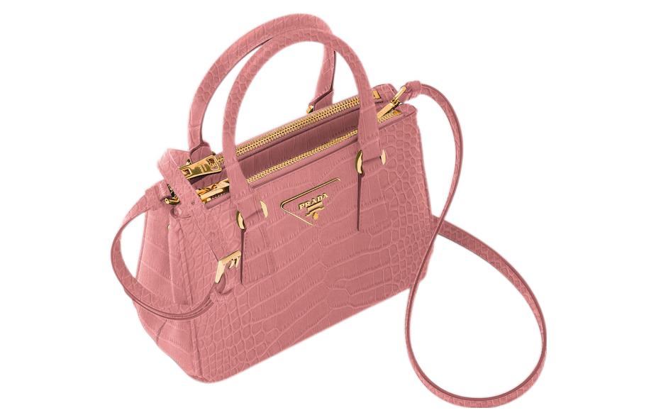 PRADA Galleria Killer Bag Crocodile Leather Shoulder Bag Crossbody Bag Handbag Mini Women's Pink