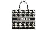 DIOR BookTote Canvas Tote Bag Shopping Bag Canvas Bag One Shoulder Handbag Large Size Women's Black/White
