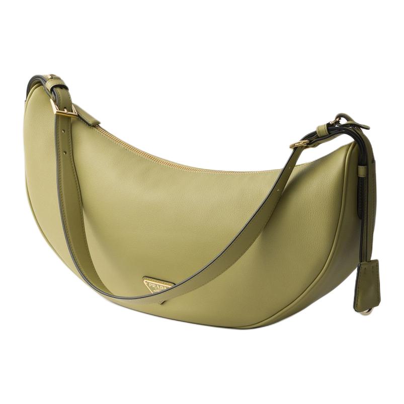 PRADA Calfskin Handbag, Shoulder Bag Large Size Women's Green