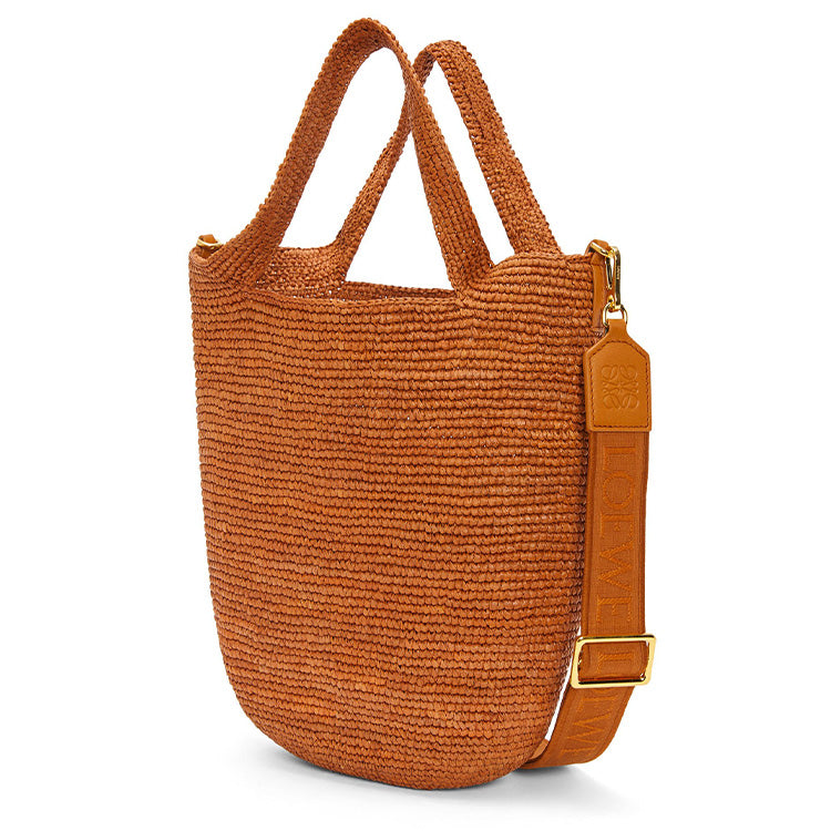 LOEWE Slit Raffia With Calfskin Handbag, Shoulder Bag, Crossbody Bag Mini Women's Honey Gold